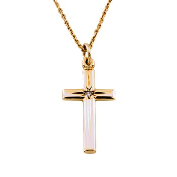 9ct gold Diamond Cross Pendant with chain